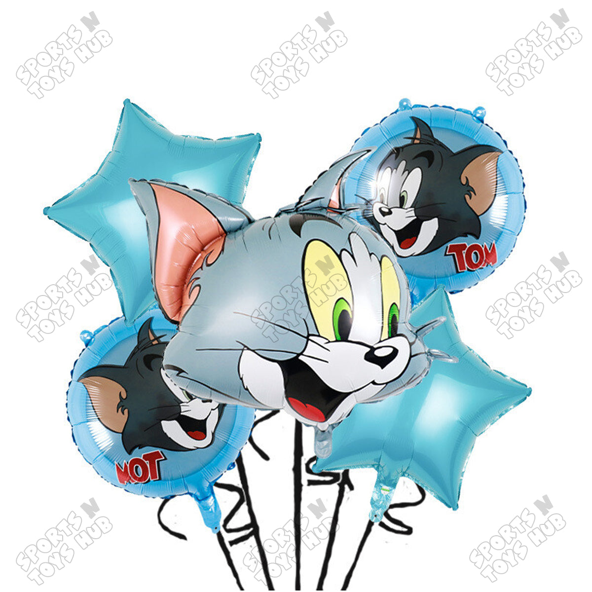 Tom Foil Balloon Pack of 5 – Cartoon Cat Character Balloons, Happy Birthday HBD Party Decorations, Kids Birthday Party, Baby Shower, Cartoon Theme, Celebration, Event, Photo Booth & Party Backdrop Decor