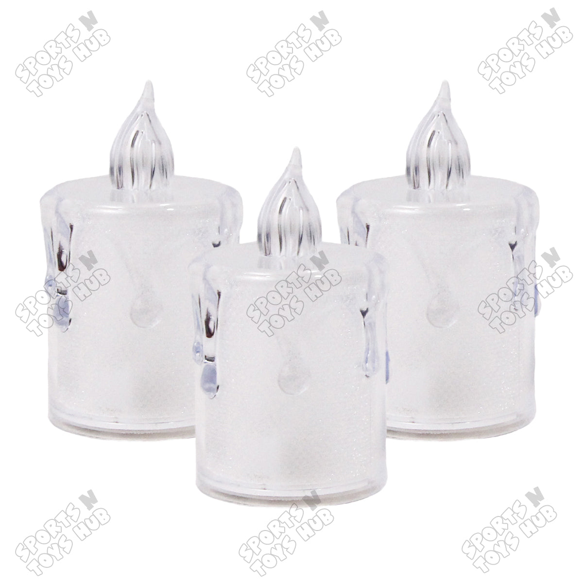 Crystal Clear Candle Shape Warm LED Light Candles - Pack 3