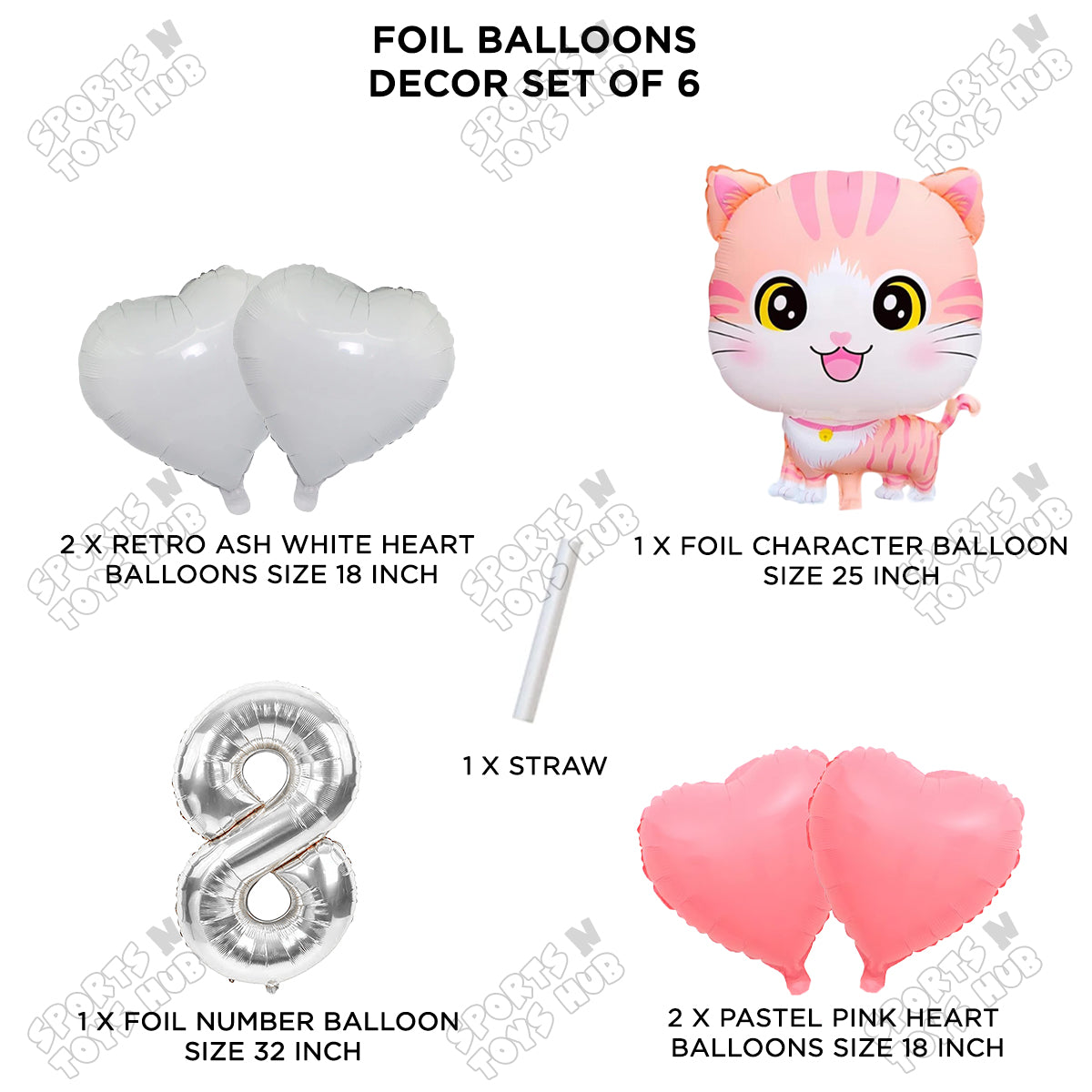 Cartoon Cat Pack Of 6 Character Foil Balloon