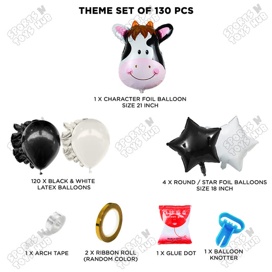 Cow Character Face Foil Balloon Set Arch Theme