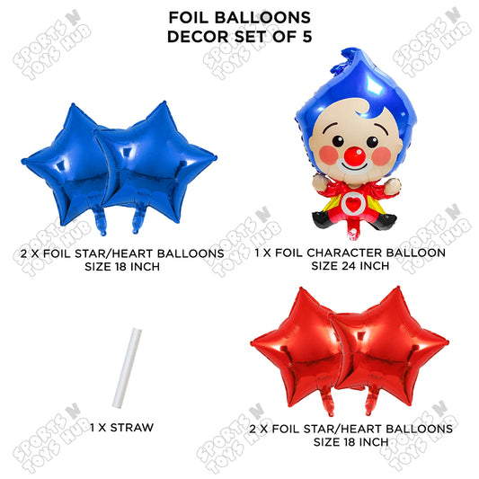 Circus Clown Joker Pack Of 5 Foil Balloon Set