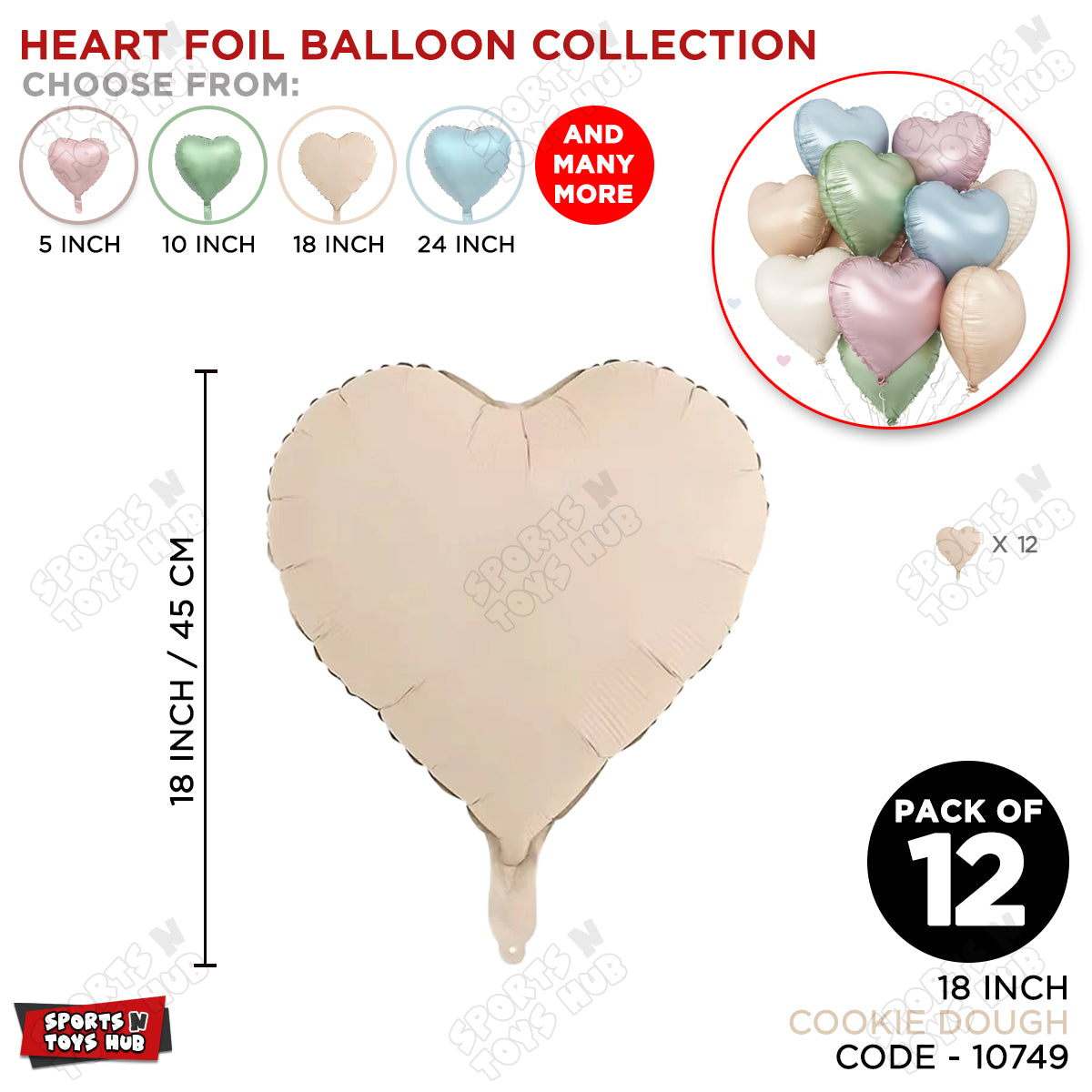 18 Inch - Retro Cookie Dough Heart Foil Balloon
