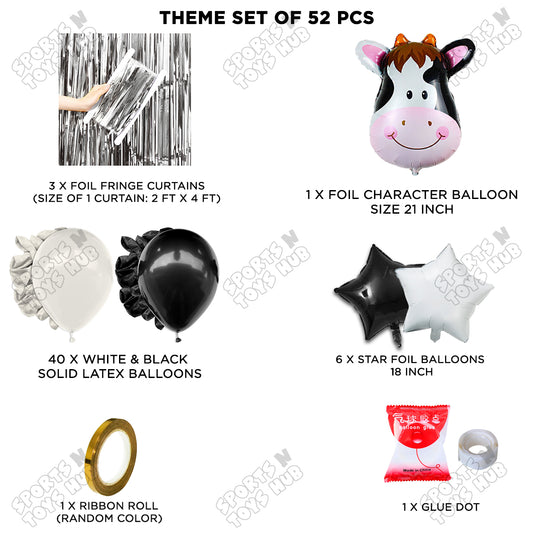 Cow Face Foil Balloon Set Theme – Farm Animal Birthday Party Decoration Kit for Kids, Boys, Girls, Baby Shower & Barnyard Celebration