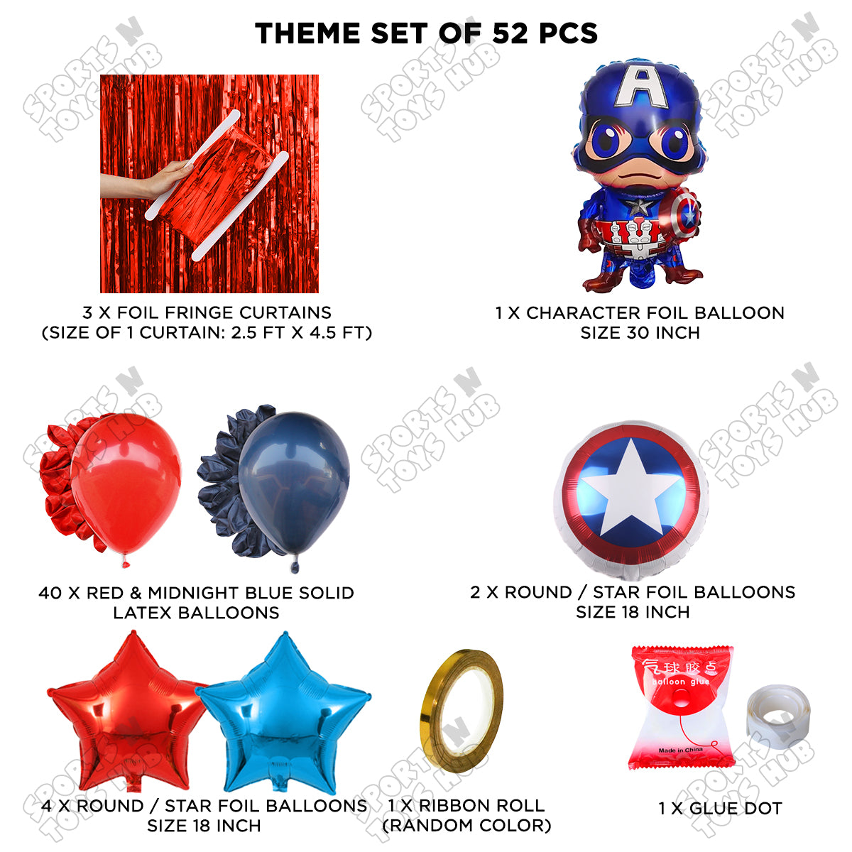 C@pt@in A-m-e-r-i-c-a Foil Balloon Theme Collection