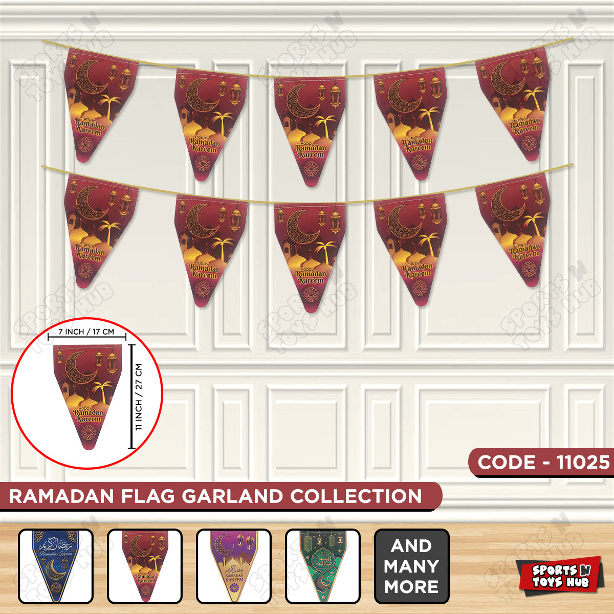 Ramadan Kareem Rosewood Pink Flag Triangle Banner