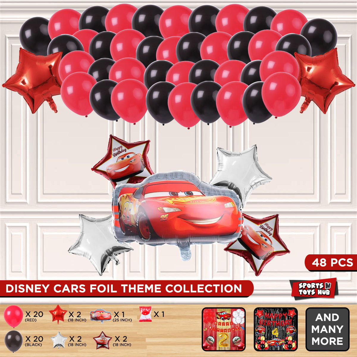 Mc-Queen Foil Balloon Set Theme Without Curtain