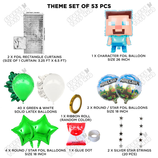 Mine-Craft Foil Balloon Set Rectangle Curtain Theme