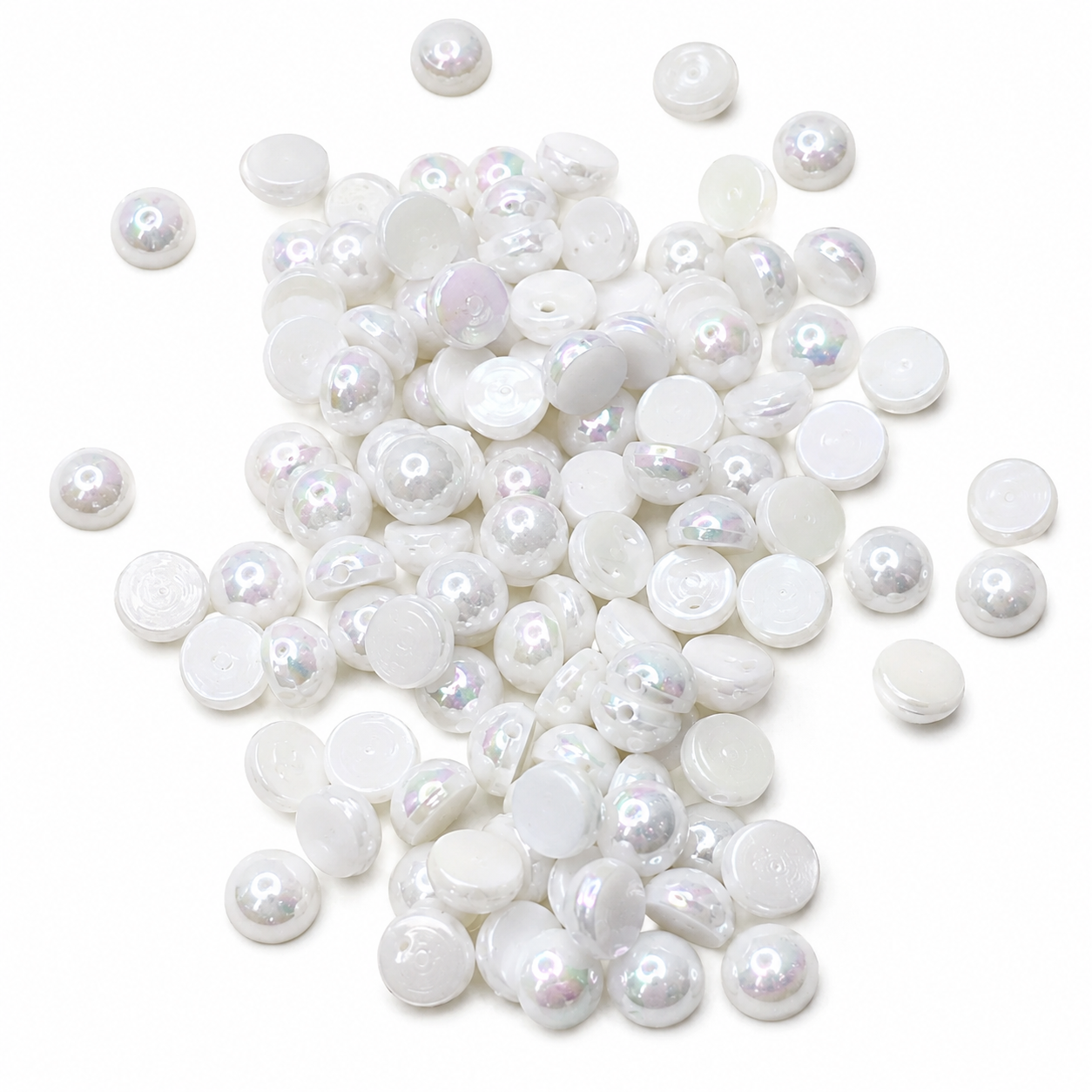 10mm Half Pearl Flat Back Beads – 100 Gram Pack (Approx. 350 PCS) Glossy ABS Imitation Pearl Cabochons for DIY Crafts, Nail Art, Scrapbooking, Wedding Decorations & Jewelry Making