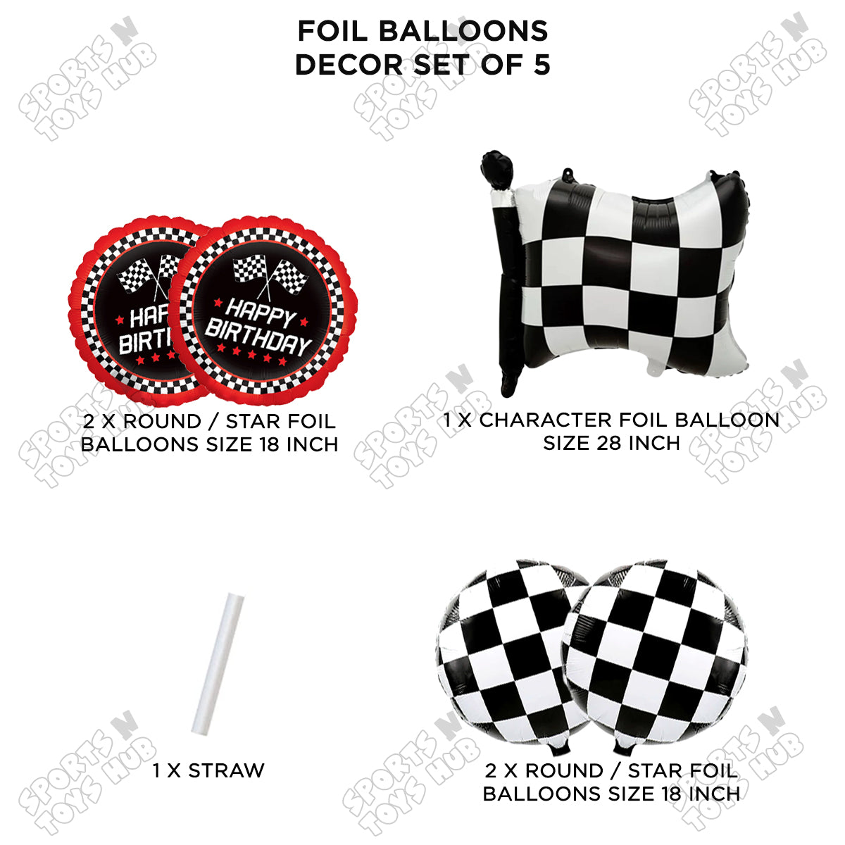 Check Flag Foil Balloon Set