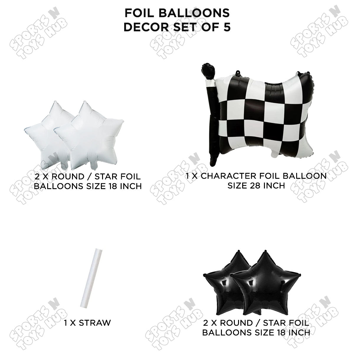 Checkered Flag Foil Balloon Set