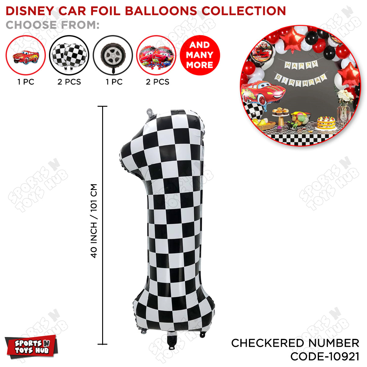 40 Inch Checkered Pattern Number Foil Balloon