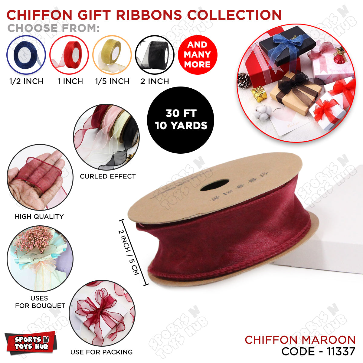 2-Inch Sheer Chiffon Ribbon Collection β Ideal for Gifts, DIY Crafts & Events