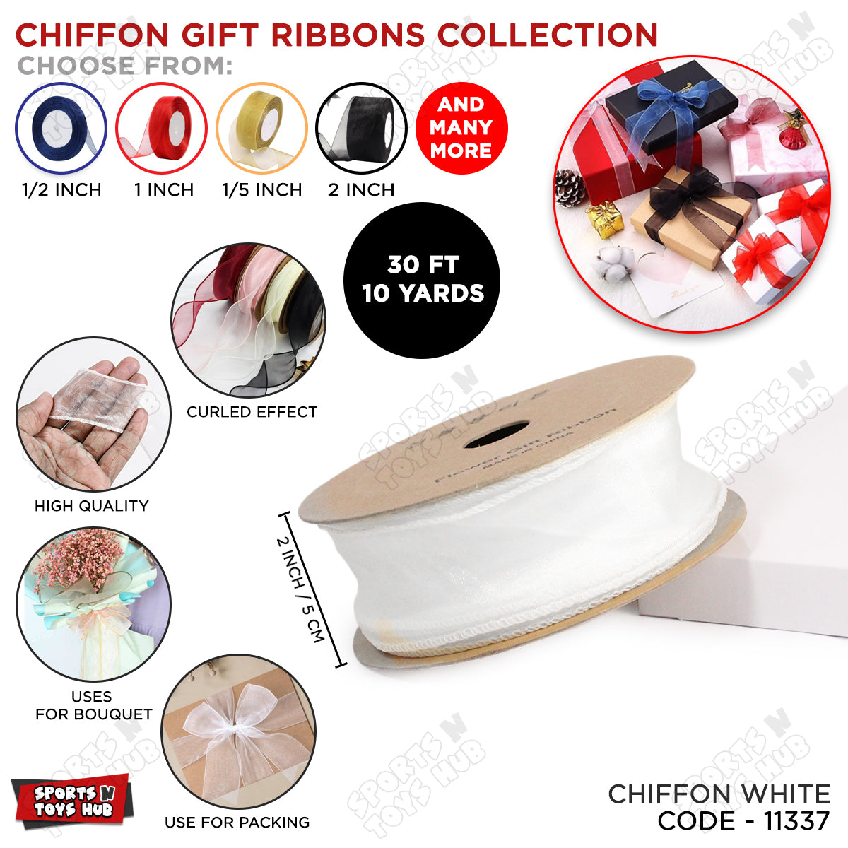 2-Inch Sheer Chiffon Ribbon Collection β Ideal for Gifts, DIY Crafts & Events