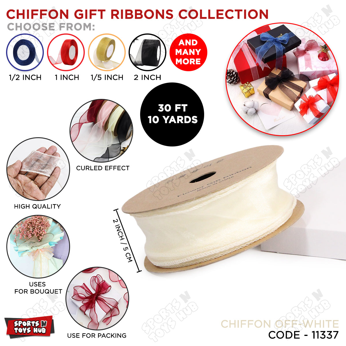 2-Inch Sheer Chiffon Ribbon Collection β Ideal for Gifts, DIY Crafts & Events