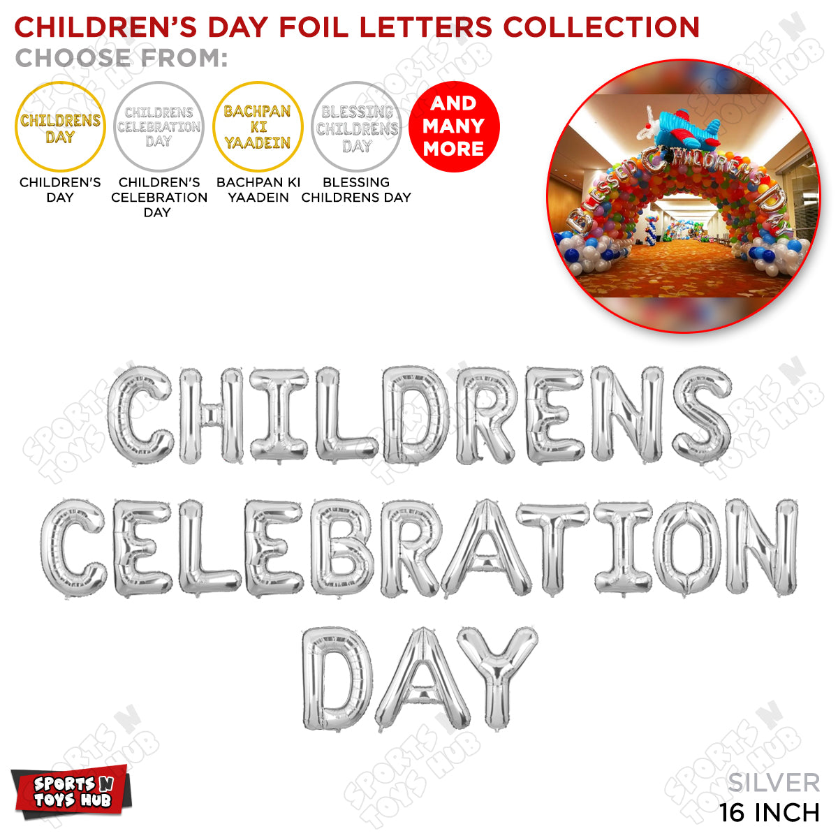 Childrens Day Silver Foil Letters Collection