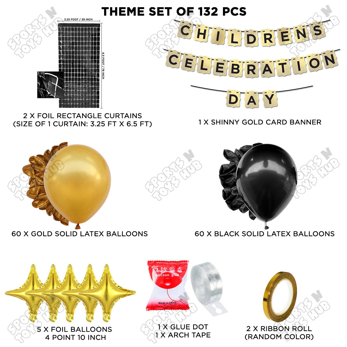 Childrens Celebration Day Gold Shiny Card Banner Theme Collection