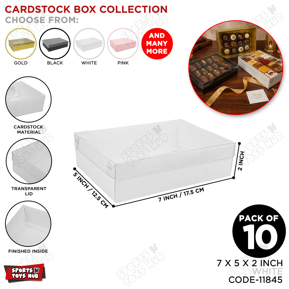 Clear Lid Box 7x5x2 Inch - Pack Of 10
