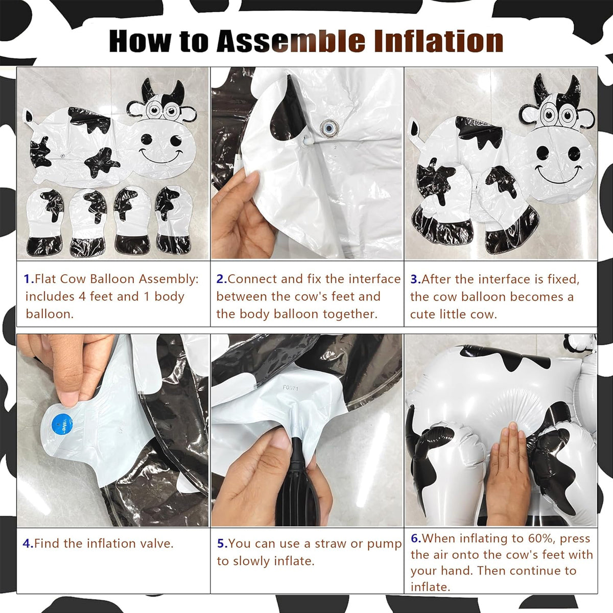4D Cow Foil Balloon - 62x54 CM