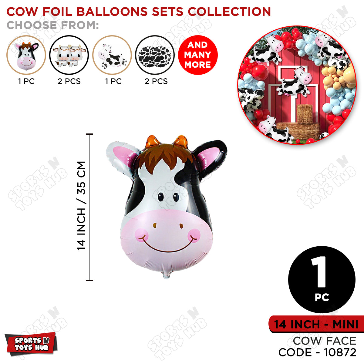 Mini Cow Foil Balloon - 1 Pc