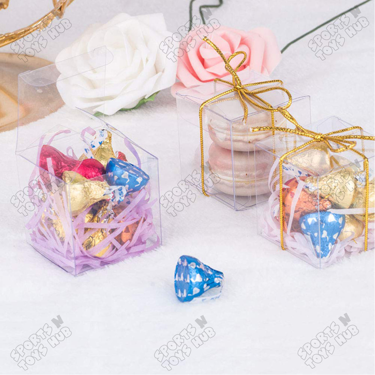 3.5x3.5x3.5 Inch Transparent PVC Plastic Sheet Cube Box - Pack Of 10