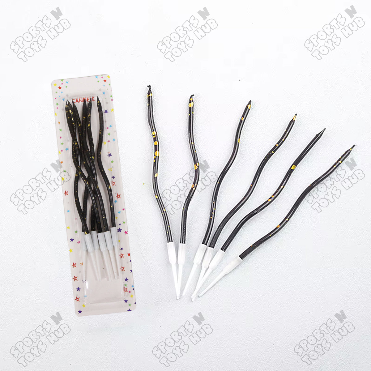 Curvy Metallic Slim Long Abstract Pattern Flammable Candles Collection