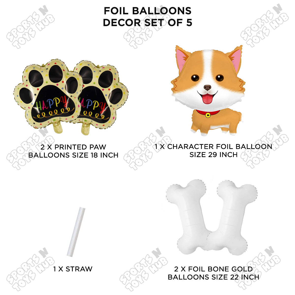 Dog Puppy Theme Party Foil Balloon Set – Cute Birthday Decoration Balloons for Kids, Boys & Girls Celebration & Party Supplies
