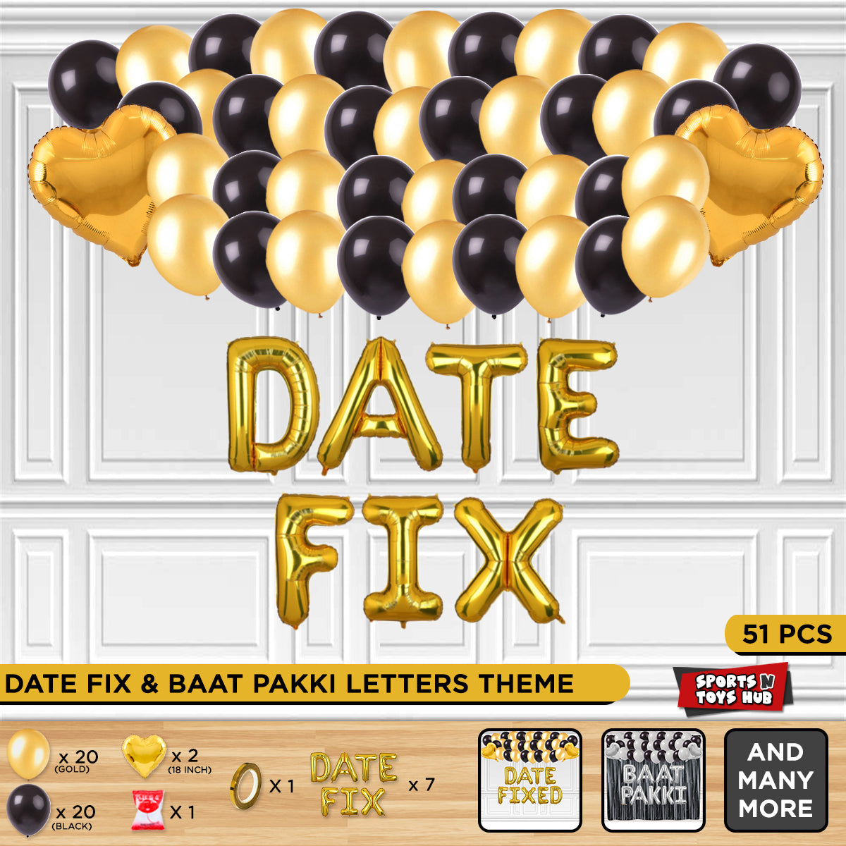 Date Fix Foil Letter Theme - Gold