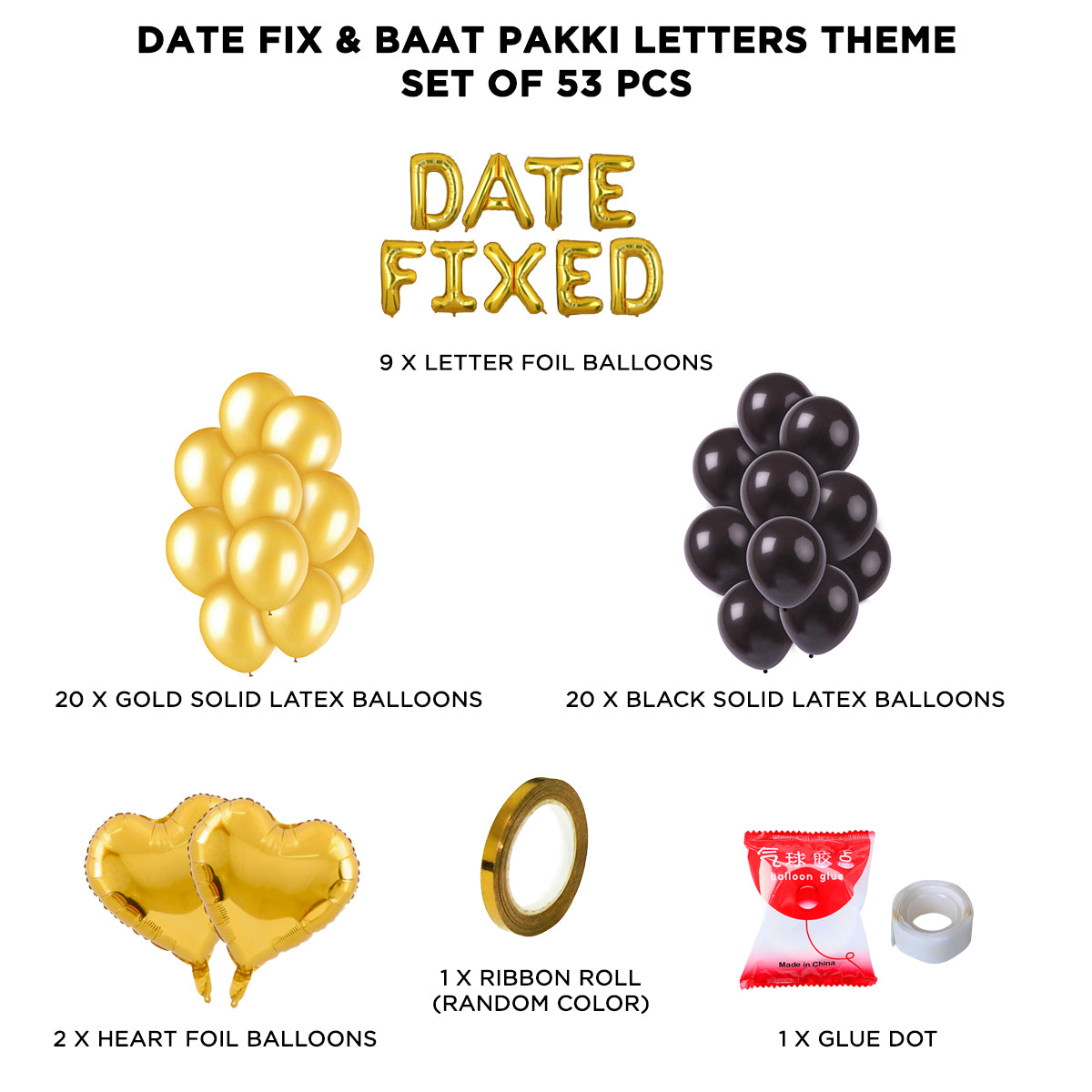Date Fixed Foil Letter Theme - Gold