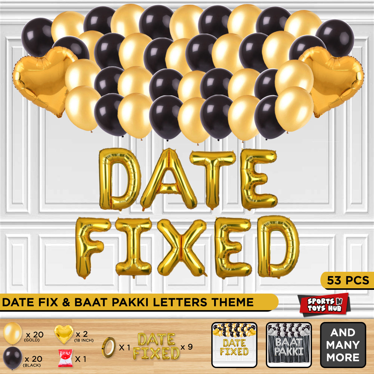 Date Fixed Foil Letter Theme - Gold