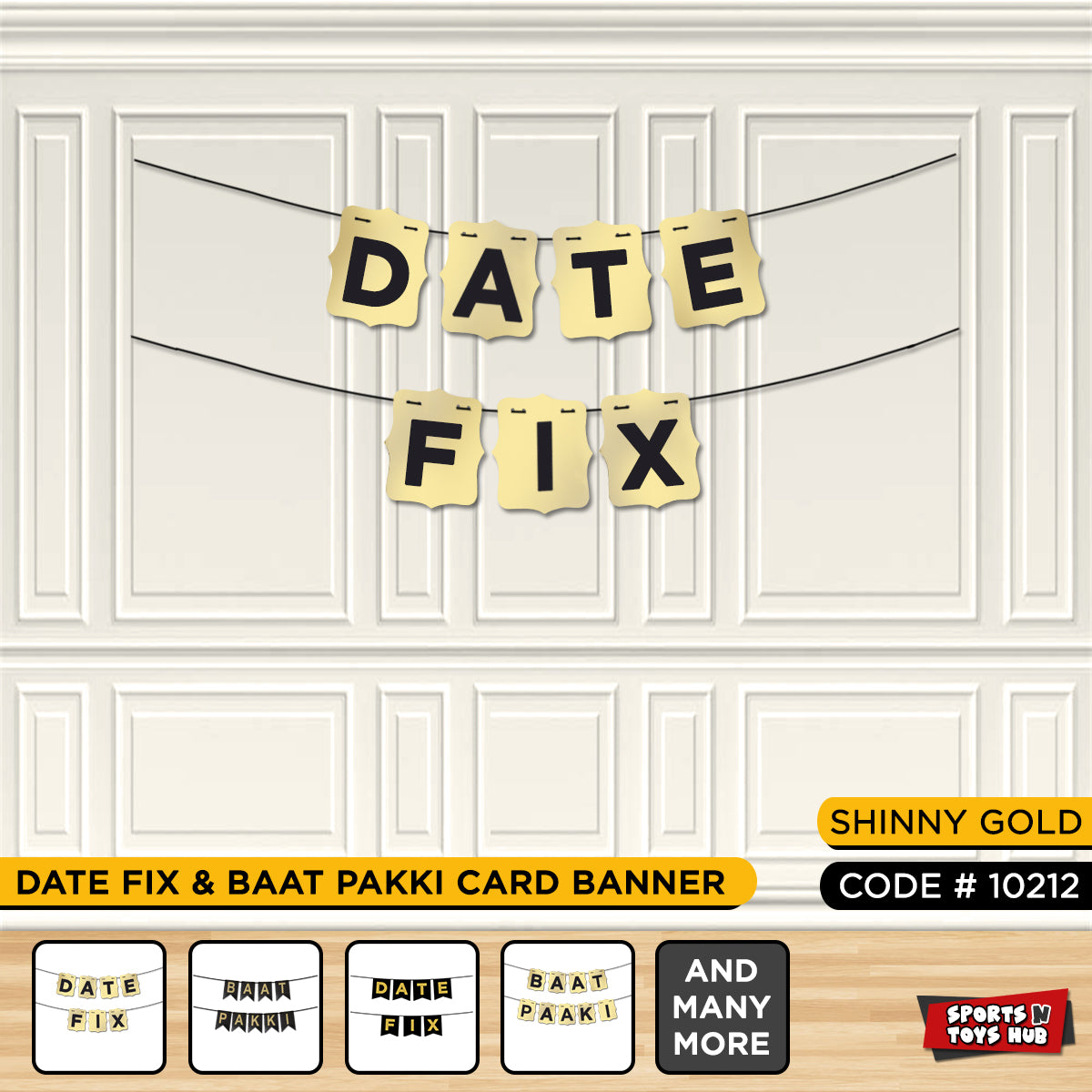 Date Fix Shinny Gold Card Banner