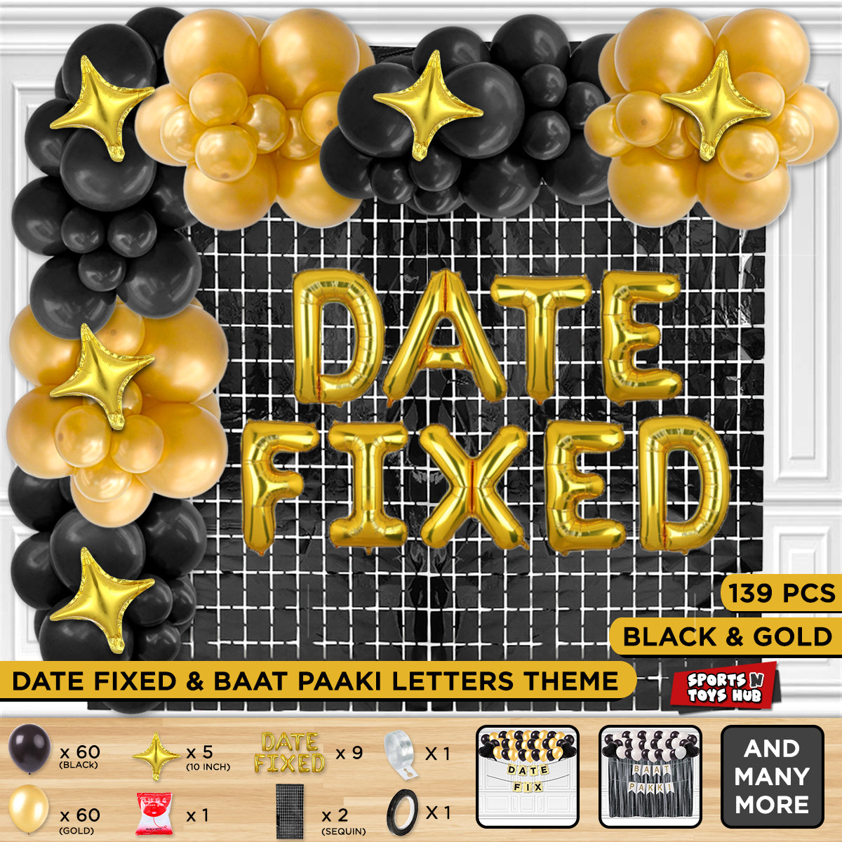 Date Fixed Foil Letter Theme - Gold