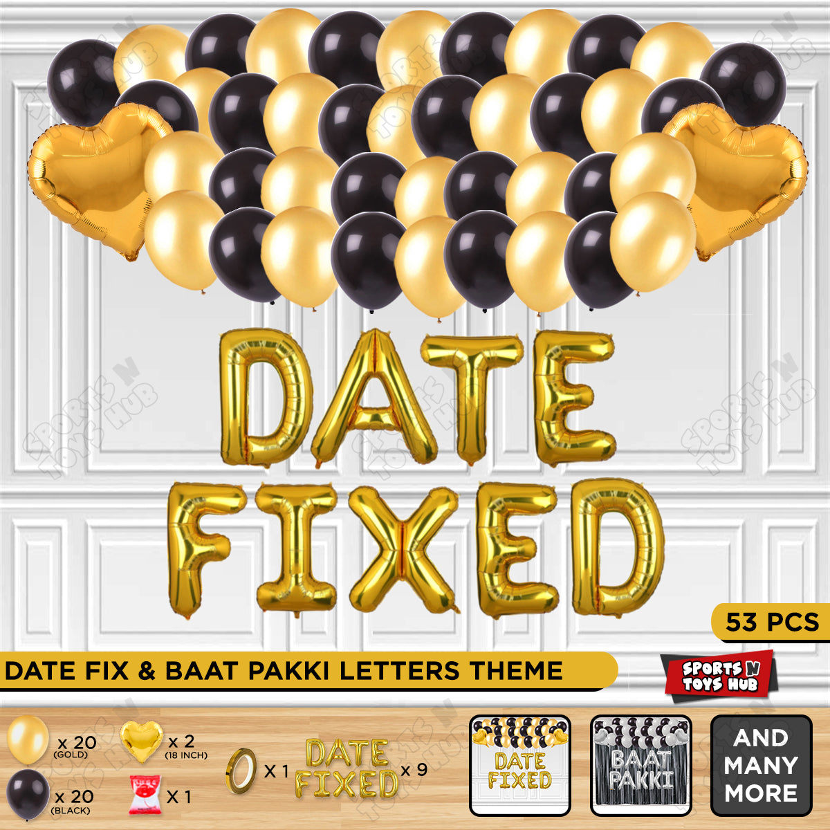 Date Fixed Foil Letter Theme - Gold