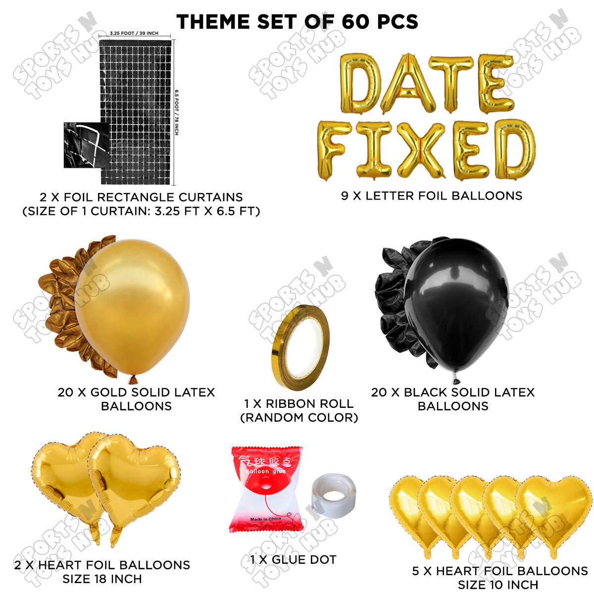Date Fixed Foil Letter Theme - Gold