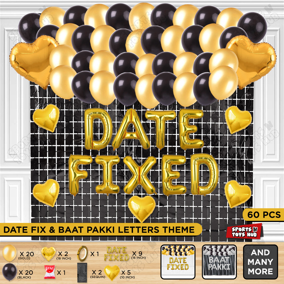 Date Fixed Foil Letter Theme - Gold