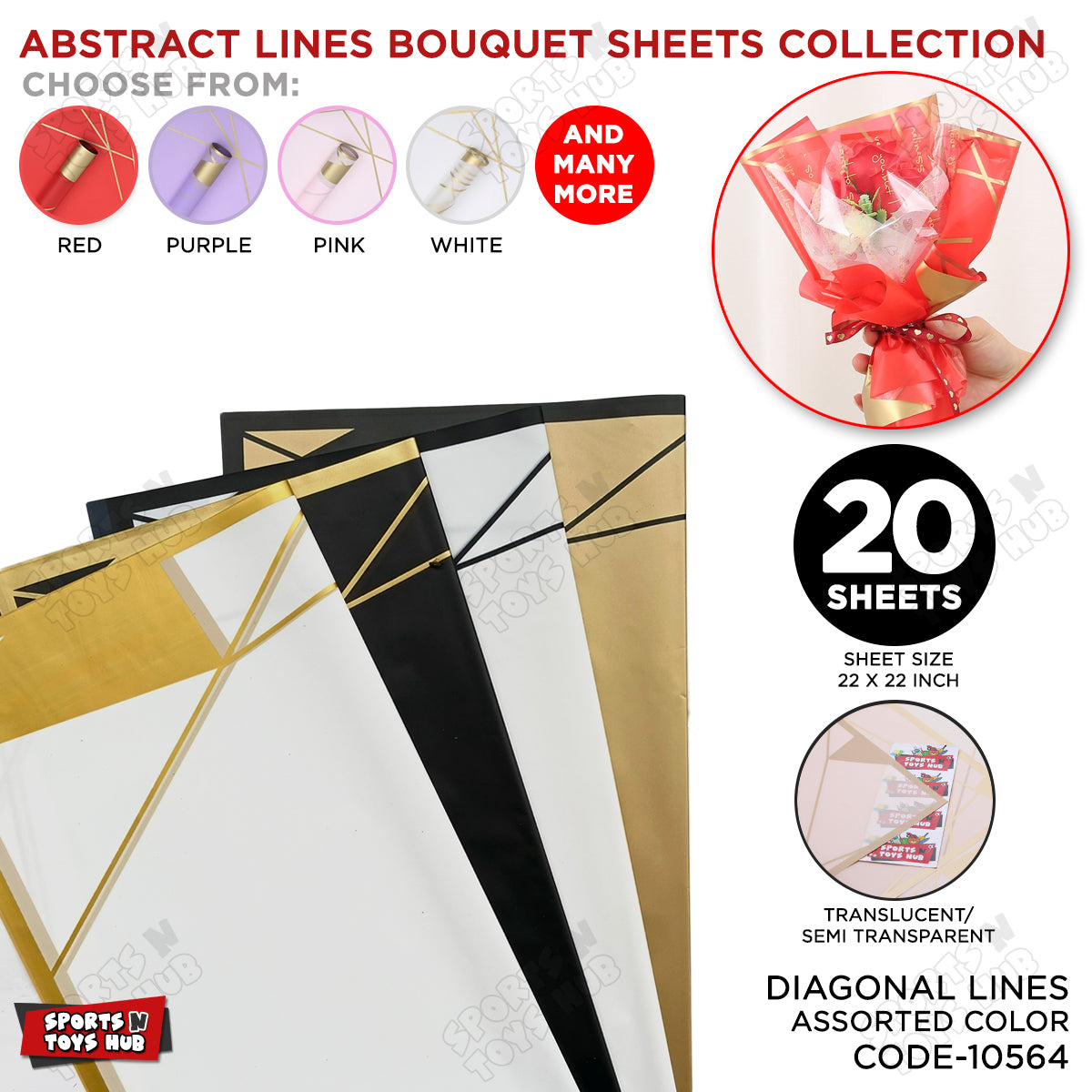 Diagonal Lines Abstract Linear Design Translucent Flower Wrapping Sheets