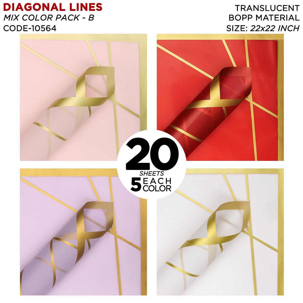 Diagonal Lines Abstract Linear Design Translucent Flower Wrapping Sheets