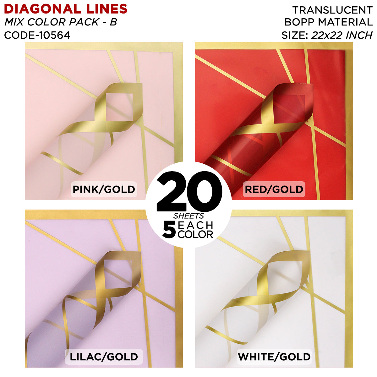 Diagonal Lines Abstract Linear Design Translucent Flower Wrapping Sheets