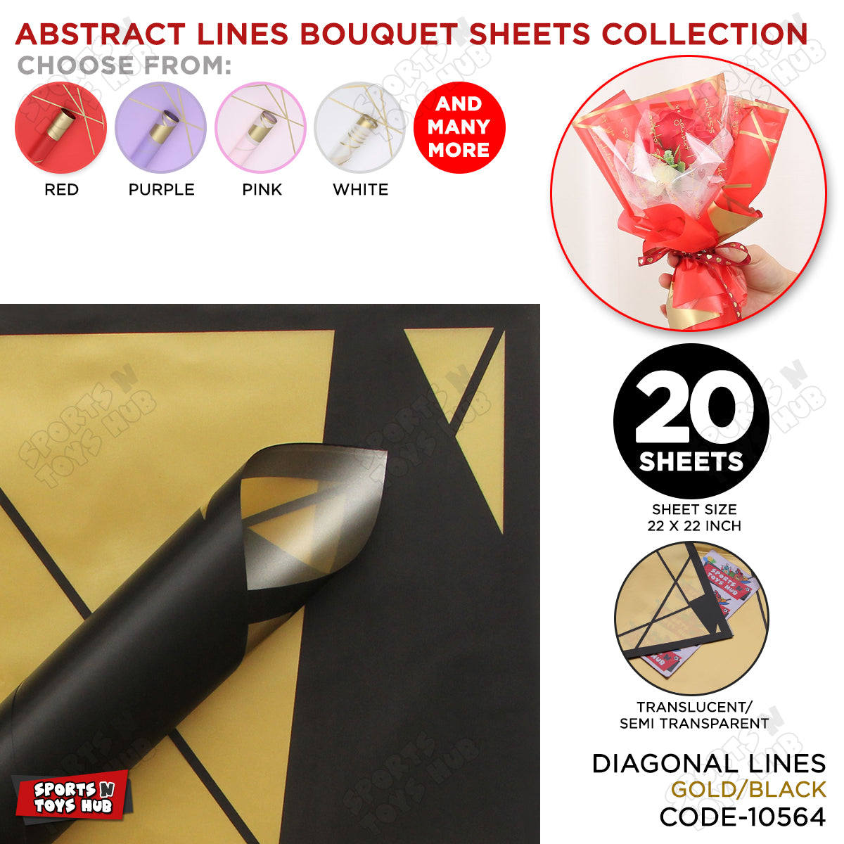 Diagonal Lines Abstract Linear Design Translucent Flower Wrapping Sheets
