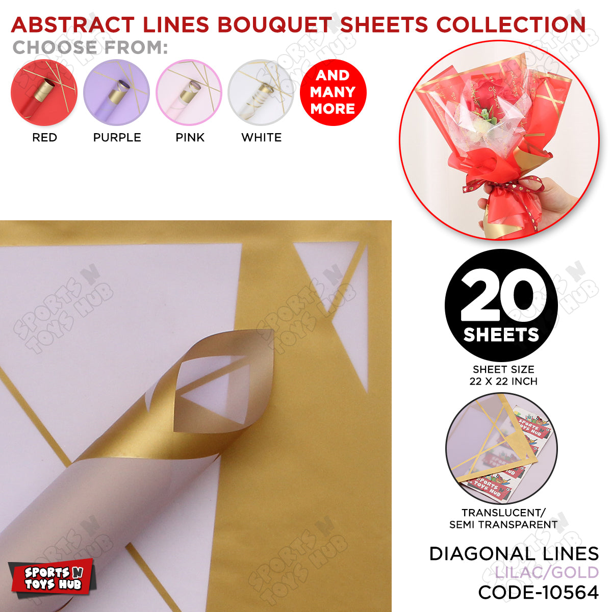 Diagonal Lines Abstract Linear Design Translucent Flower Wrapping Sheets