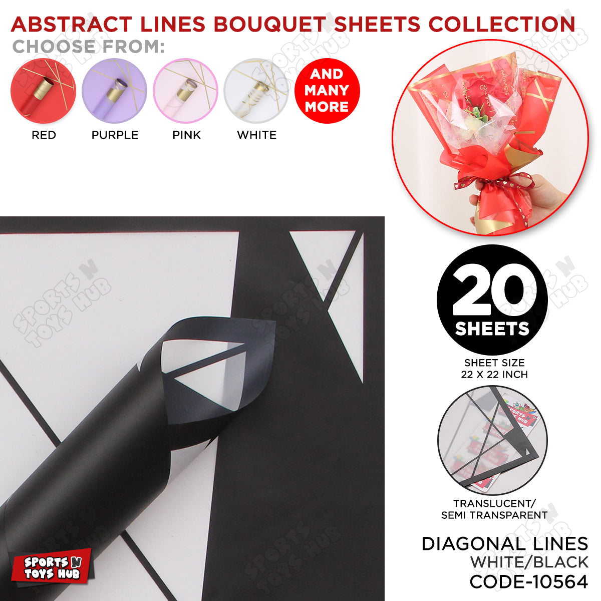 Diagonal Lines Abstract Linear Design Translucent Flower Wrapping Sheets
