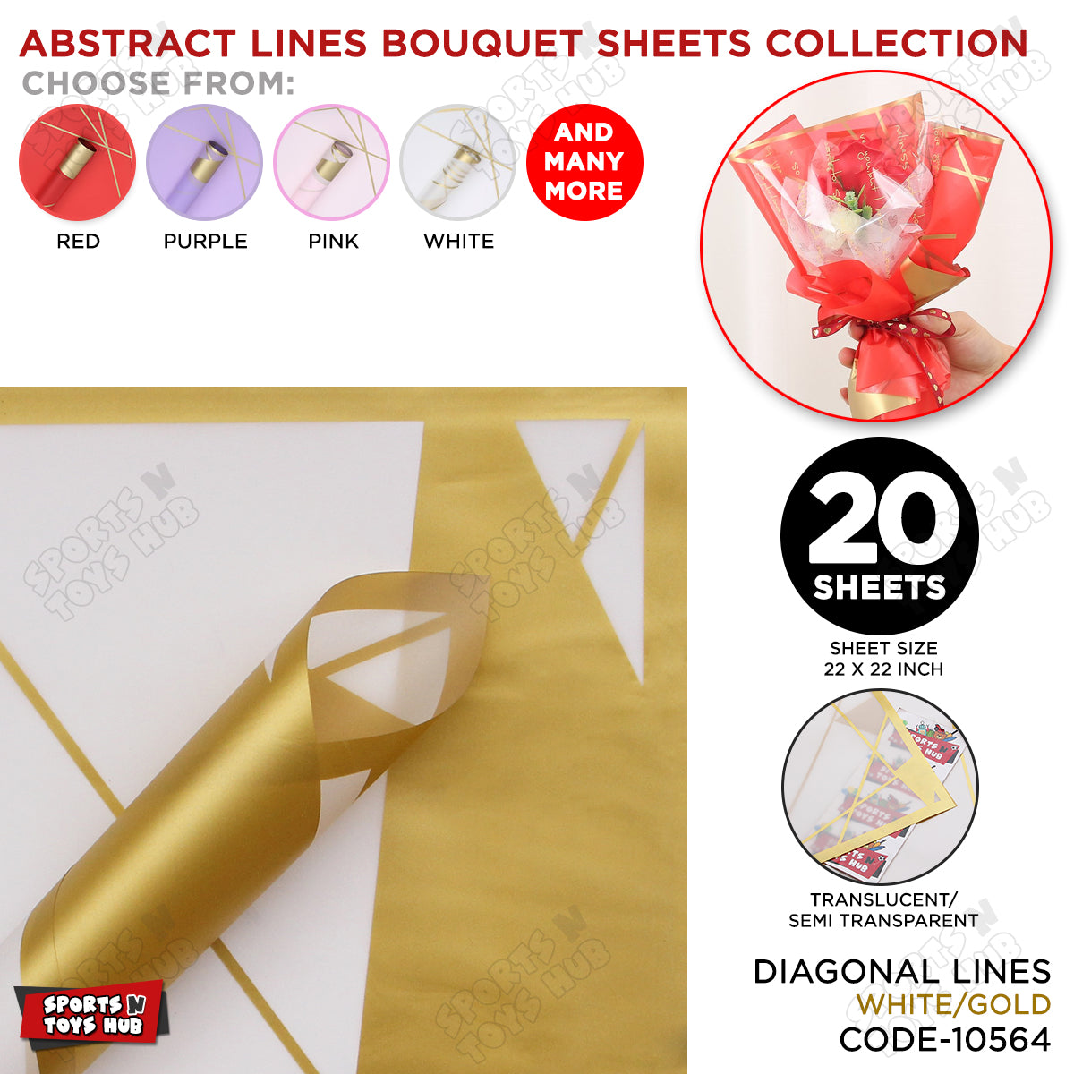 Diagonal Lines Abstract Linear Design Translucent Flower Wrapping Sheets