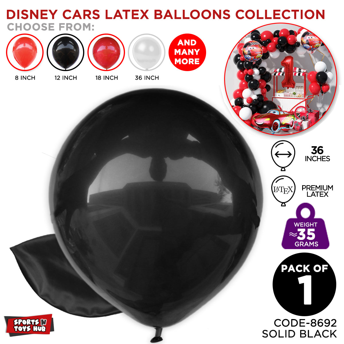 Black Latex Solid Balloon Collection