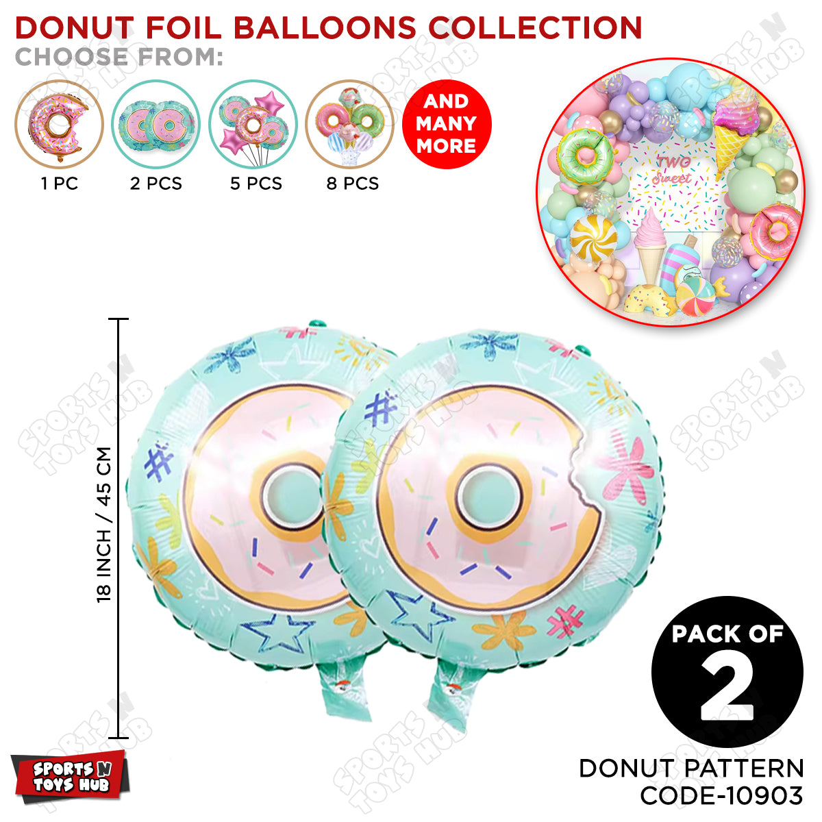 Donut Round Foil Balloons - 2 Pcs