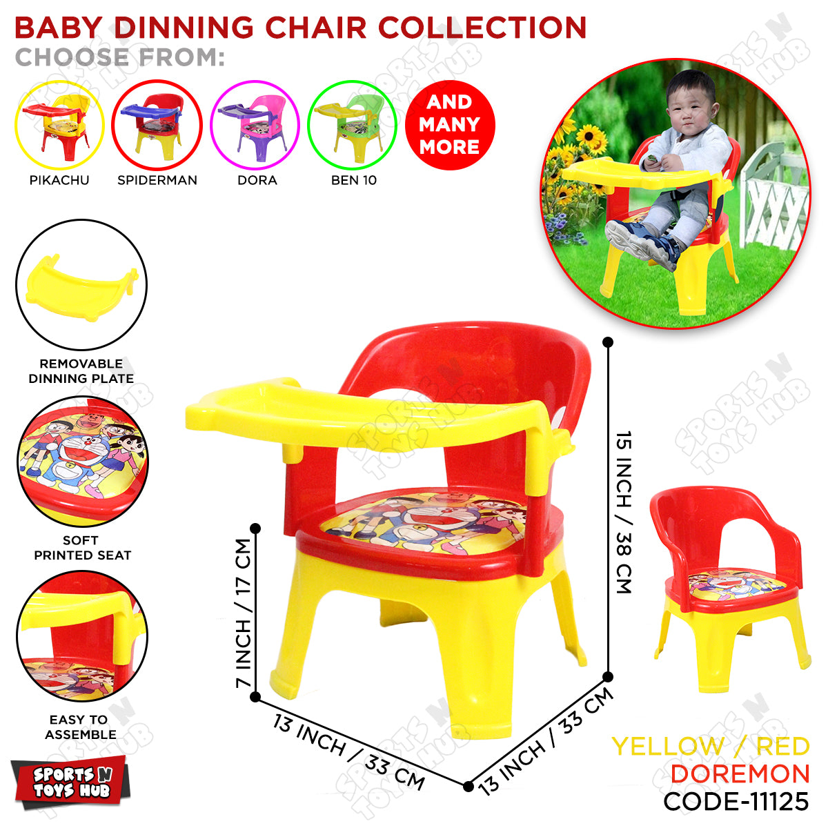 Doraemon Cartoon Printed Infant Baby Dinning Chair