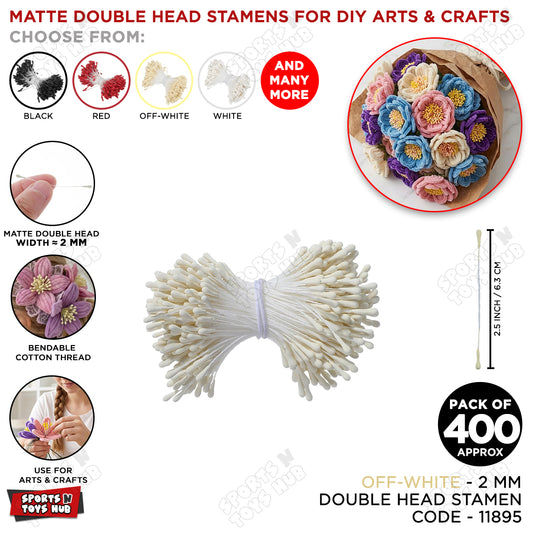 2mm x 6cm Matte Double Head Flower Stamens (Approx. 400 PCS) – Artificial Flower Pistils, Floral Pollen Stamens for Handmade Flowers, Paper Flower Making, Foam Flowers, Scrapbooking, DIY Crafts & Wedding Decorations