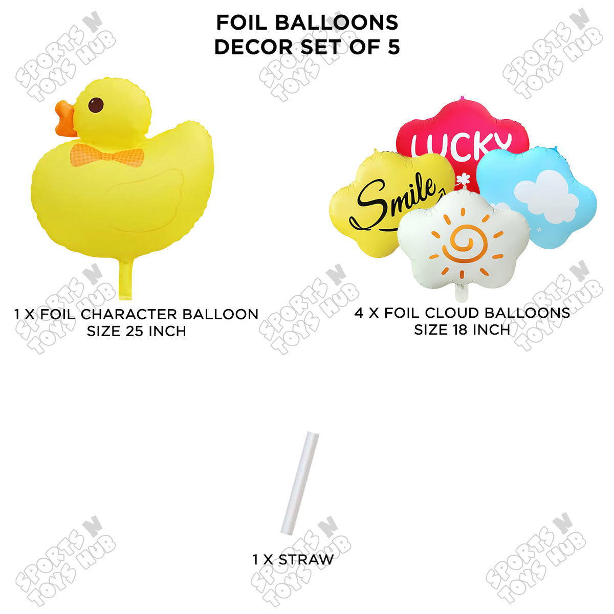 Duck Pack Of 5 Foil Balloon Set
