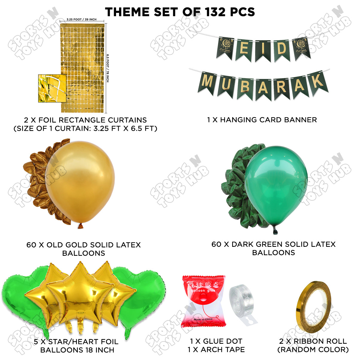 Eid Mubarak Card Banner Theme Collection - Gold & Green