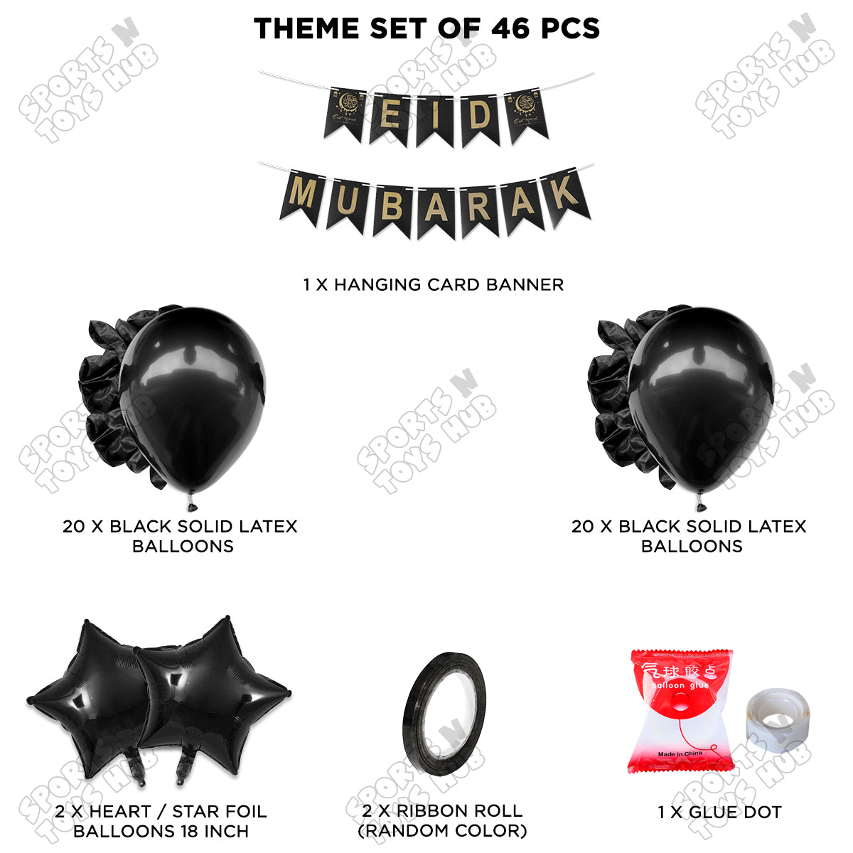 Eid Mubarak Card Banner Theme Collection - Black