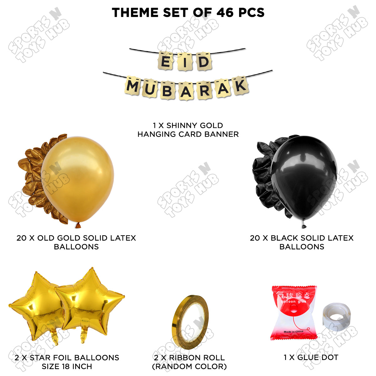 Eid Mubarak Shinny Gold Card Banner Theme Collection