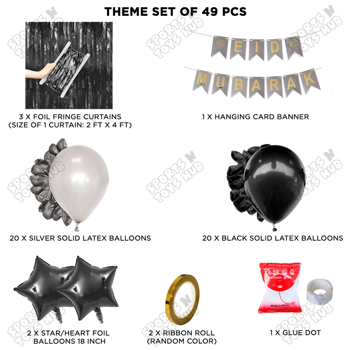 Eid Mubarak Card Banner Theme Collection - Silver & Black